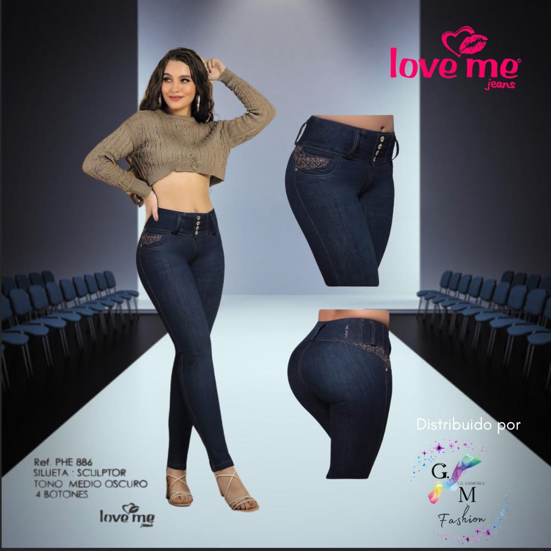 🔥 Jeans Colombianos Levanta Cola Sculptor – Azul Oscuro, Cintura Alta, 4 Botones
